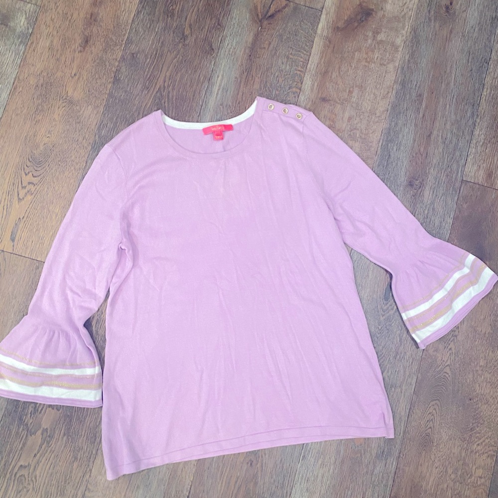 Lilly Pulitzer callee bell sleeve sweater lilac freesia NWOT